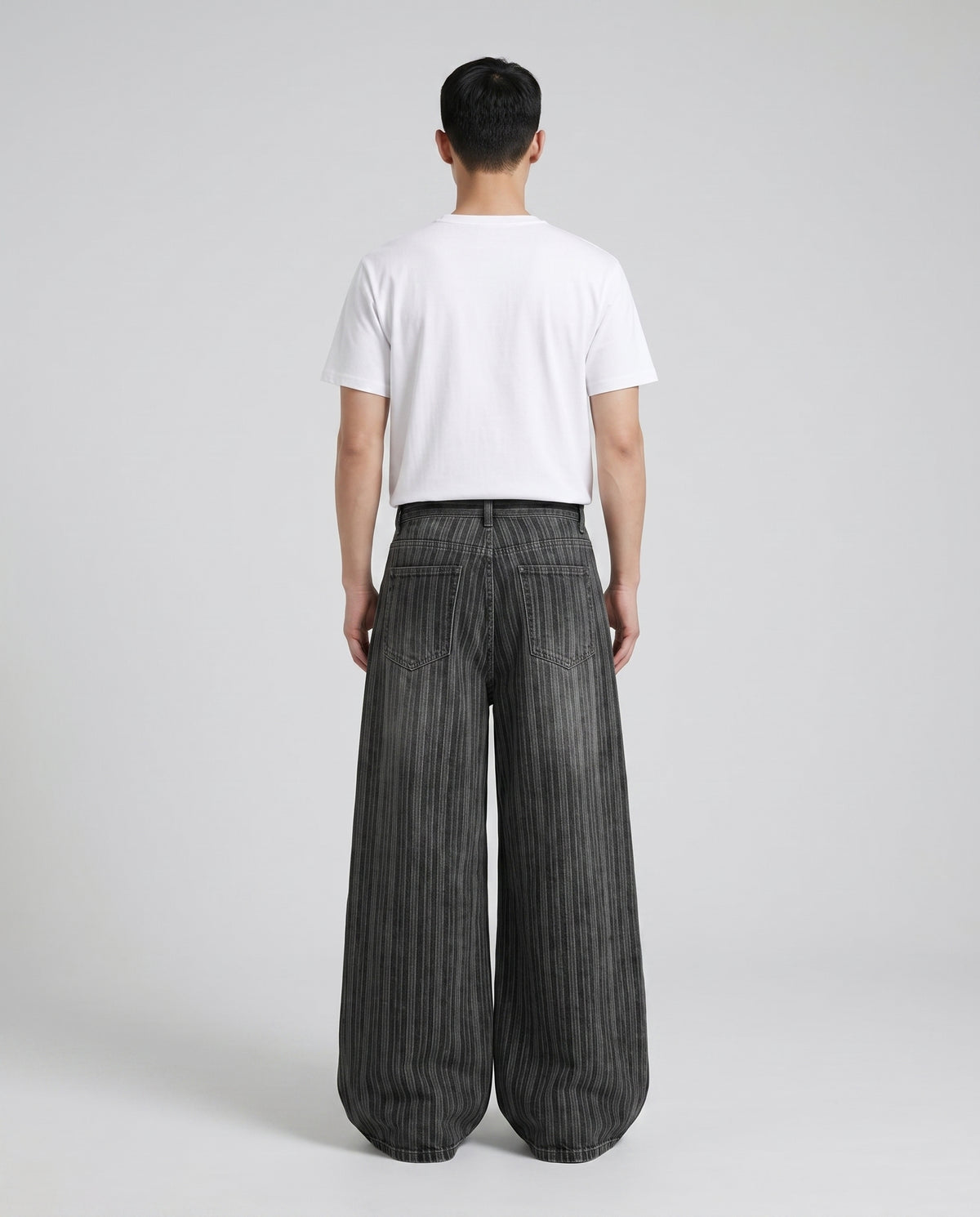 Session Jeans — Pinstripe Fade on model — back view