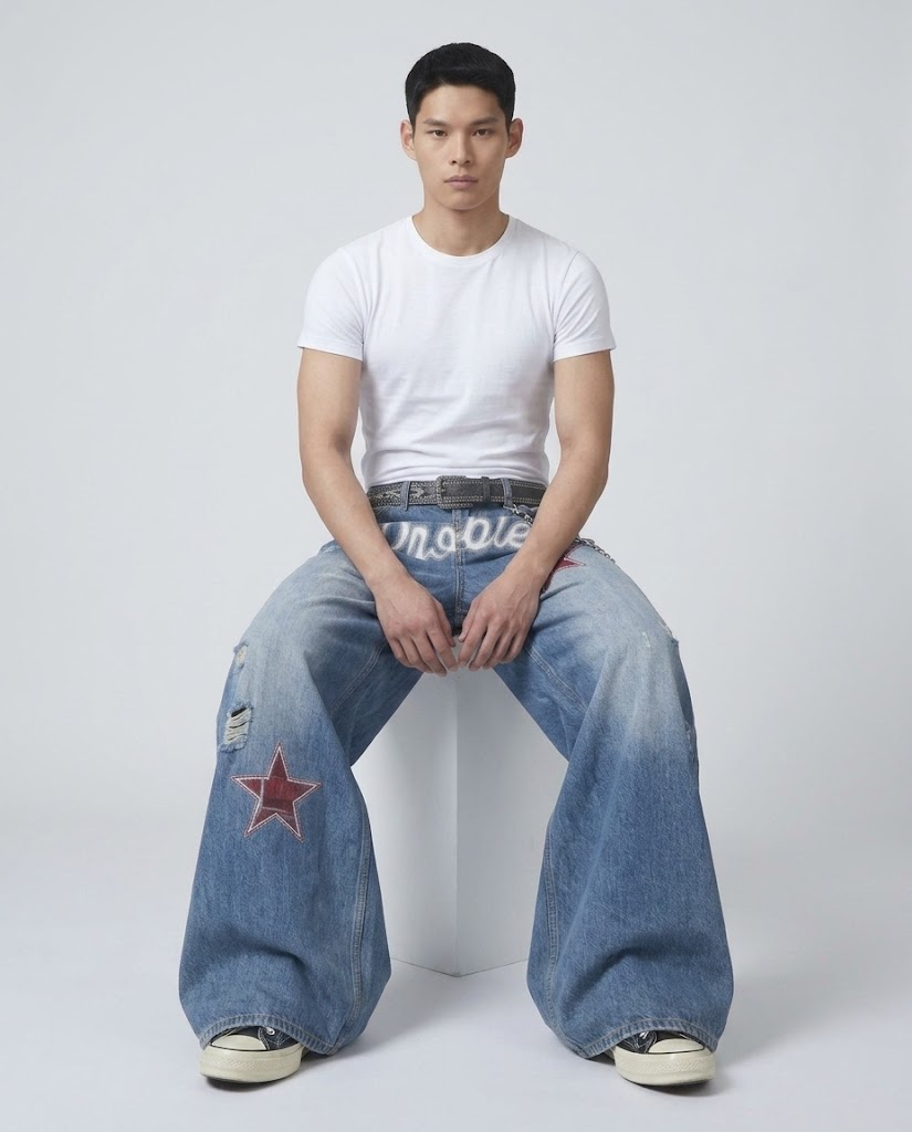 Session Ripped Jeans — Curb Blue on model — seated fit view