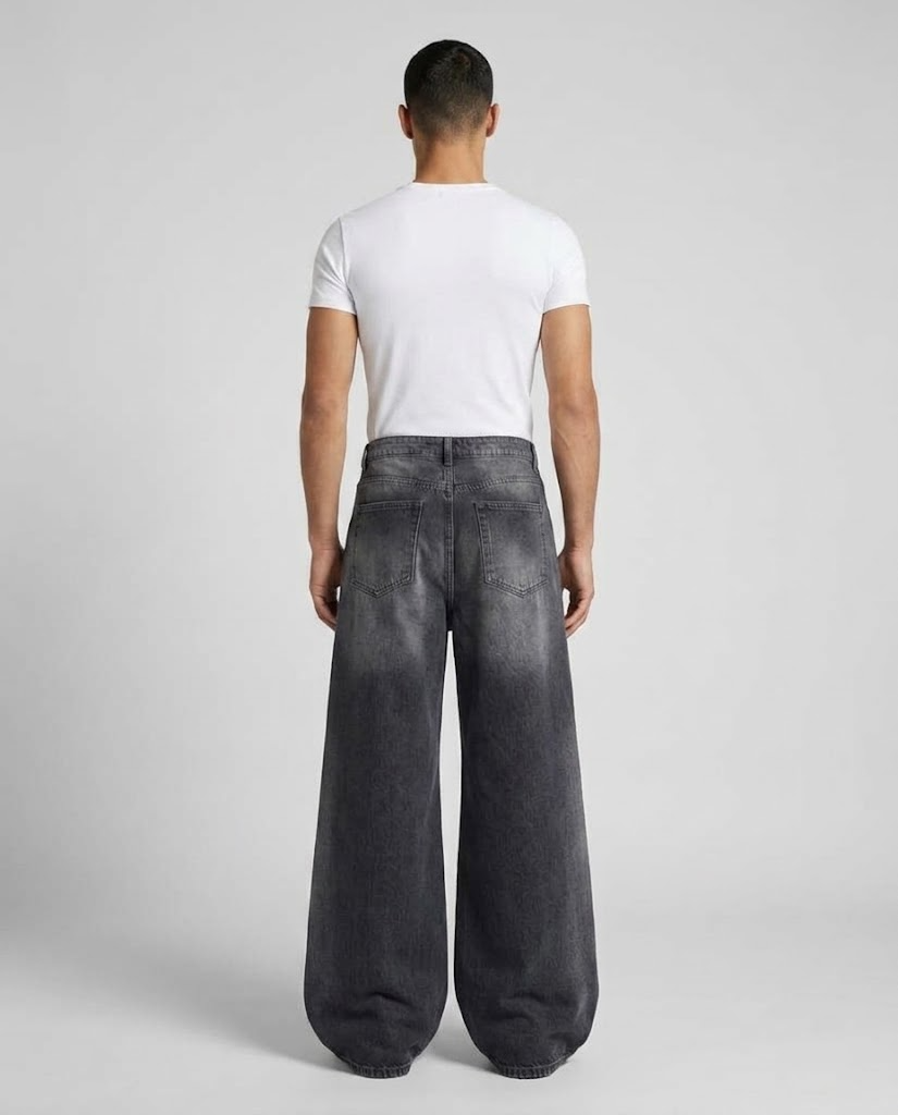 Foreman Jeans — Iron Wash on model — back view