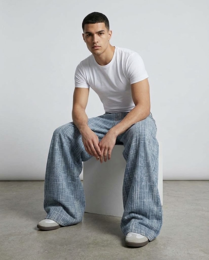 Maxout Jeans — Air Weave on model — seated fit view