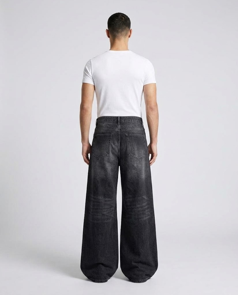 Easy Jeans — Washed Black on model — back view