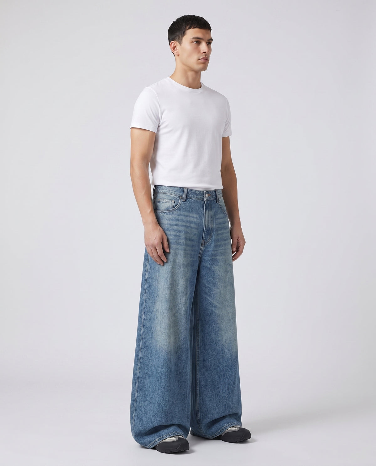 Big Easy Embroidered Jeans — Wing Wash on model — seated fit view