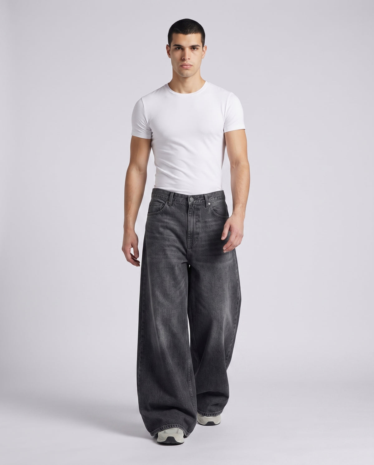 Big Easy Embroidered Jeans — Wing Wash on model — walking, fabric in motion