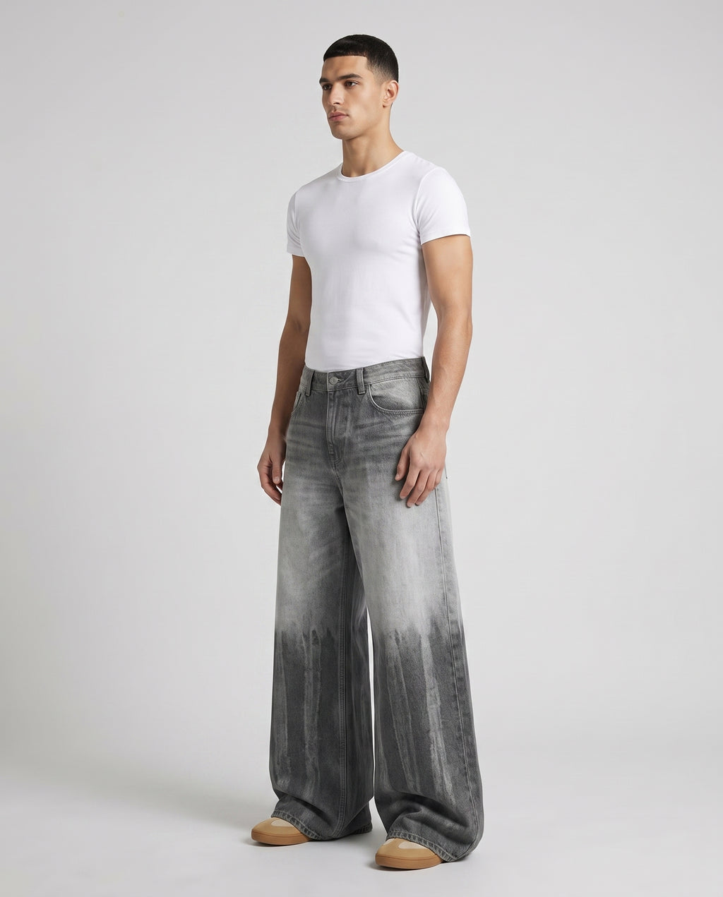 Big Easy Jeans — Gradient Dusk on model — three-quarter view