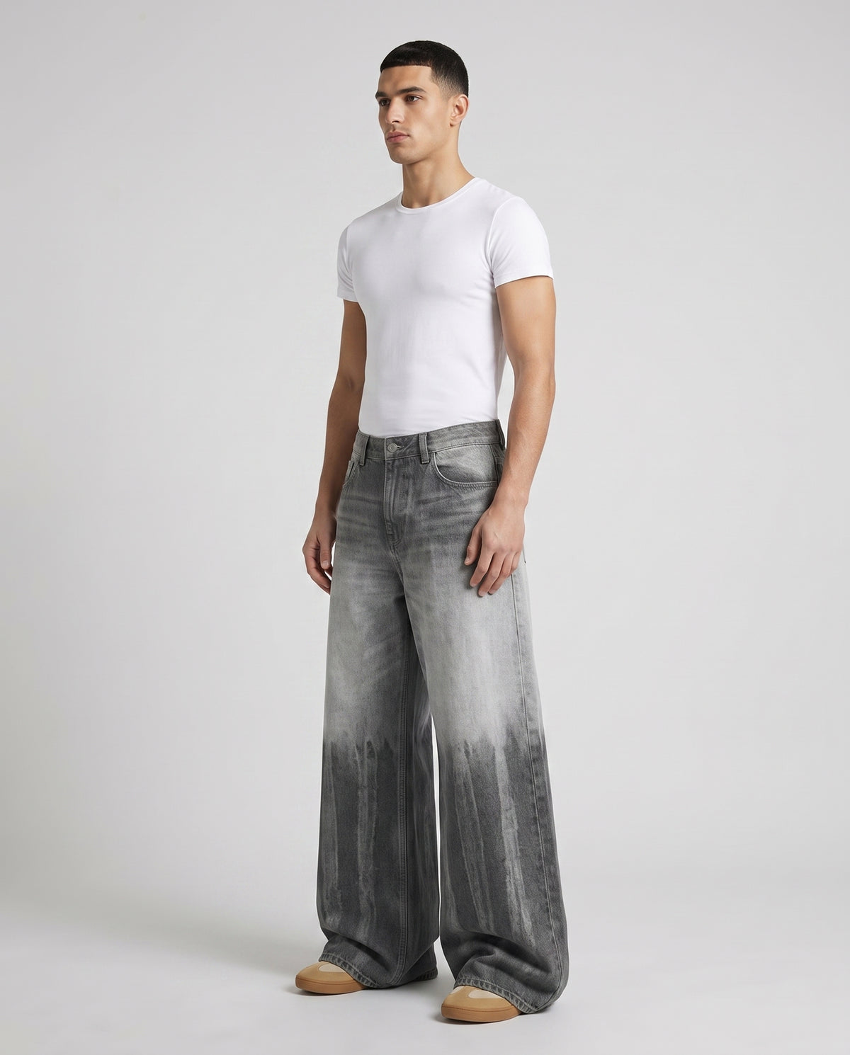 Big Easy Jeans — Gradient Dusk on model — three-quarter view