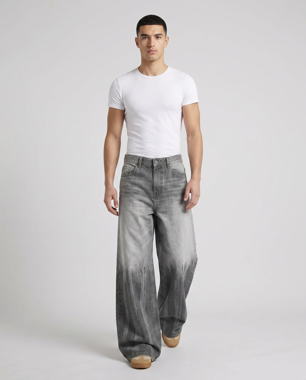 Big Easy Jeans — Gradient Dusk on model — walking, fabric in motion