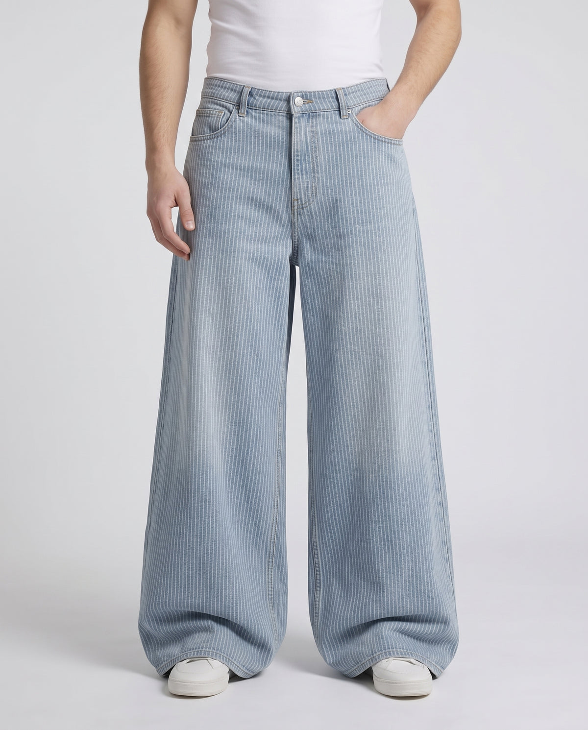 Boulevard Jeans — Rail Stripe on model — /sessions/brave-exciting-hopper/mnt/Downloads/hartford_staging/8091134394470_detail.jpg