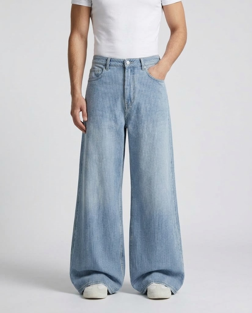 Boulevard Jeans — Rail Stripe on model — waist and pocket detail