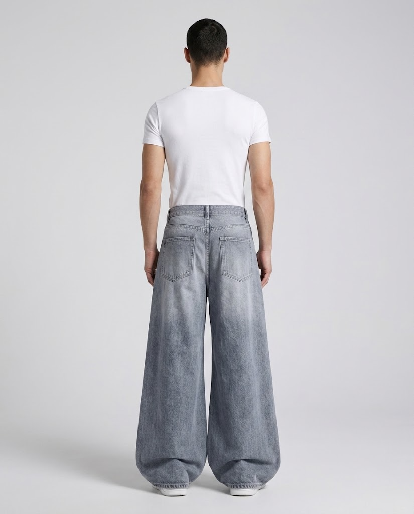 Slack Jeans — Chalk Wash on model — back view