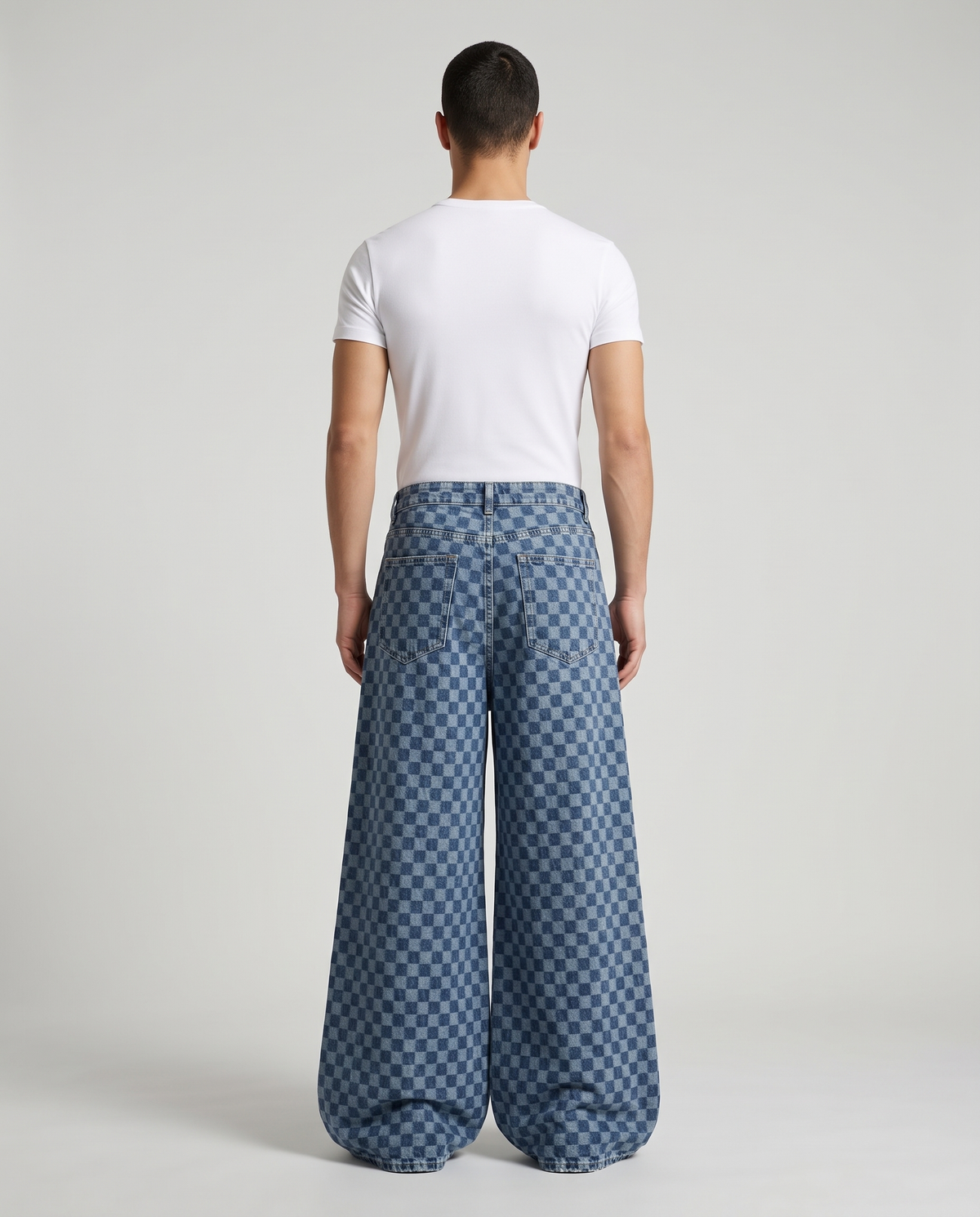 Easy Jeans Checker Fade on model — back view