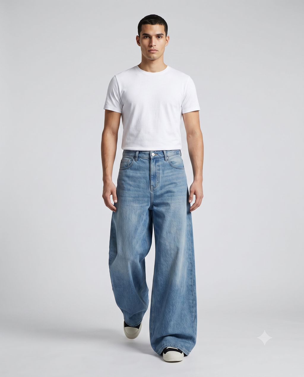 Cooper Jeans — Lantern Black on model — seated fit view