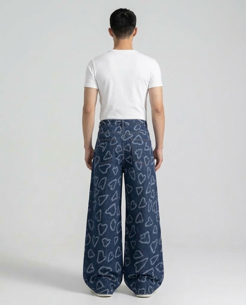 Boulevard Jeans Heart Print on model — back view