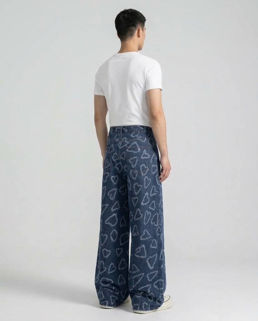 Boulevard Jeans Heart Print on model — three-quarter view