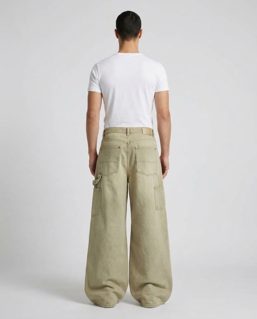 Foreman Jeans Khaki Fade on model — back view