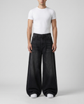 Session baggy jeans in shadow black on model — ultra wide skate fit