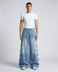 Boulevard Jeans — Sky Bloom on model — mega baggy fit covering sneakers