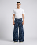 Boulevard Jeans — Dark Weave on model — mega baggy fit covering sneakers