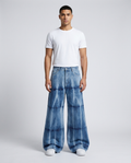 Boulevard Jeans — True Blue on model — mega baggy fit covering sneakers