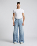 Boulevard Jeans — Rail Stripe on model — mega baggy fit covering sneakers