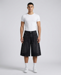 Boulevard Denim Shorts Rivet Black on model — baggy wide-leg jorts