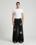 Big Easy Jeans Panther on model — mega baggy fit covering sneakers