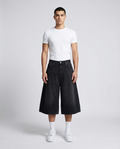 Cooper Denim Shorts Night Tide on model — baggy wide-leg jorts