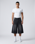 Boulevard Denim Shorts Rivet Night on model — baggy wide-leg jorts