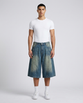 Easy Denim Shorts Beach Fade on model — baggy wide-leg jorts