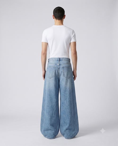 Big Easy Baggy Jeans Light Blue on model — back view